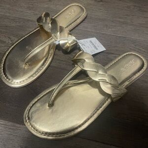 J. Crew Factory Gold Braided Sandals